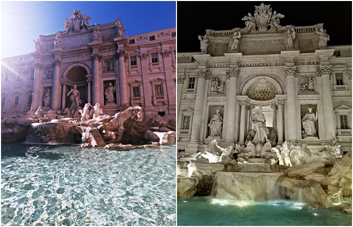 fontana di trevi rim italija putovanja noc dan
