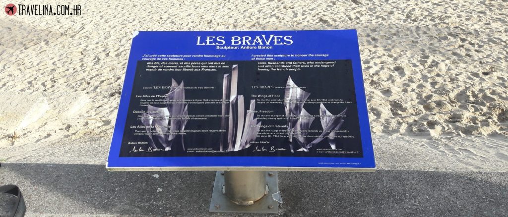 Les Braves-Vierville-sur-Mer - Omaha beach memorial podugnuta skulptura